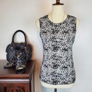 Ann Taylor Black White Soft Knit Sleeveless Career or Casual Knit Top, S